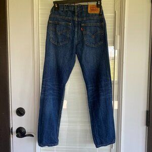 Levis 502 Regular Taper Jeans Dark Wash Distressed Mens 25x25 Denim Style